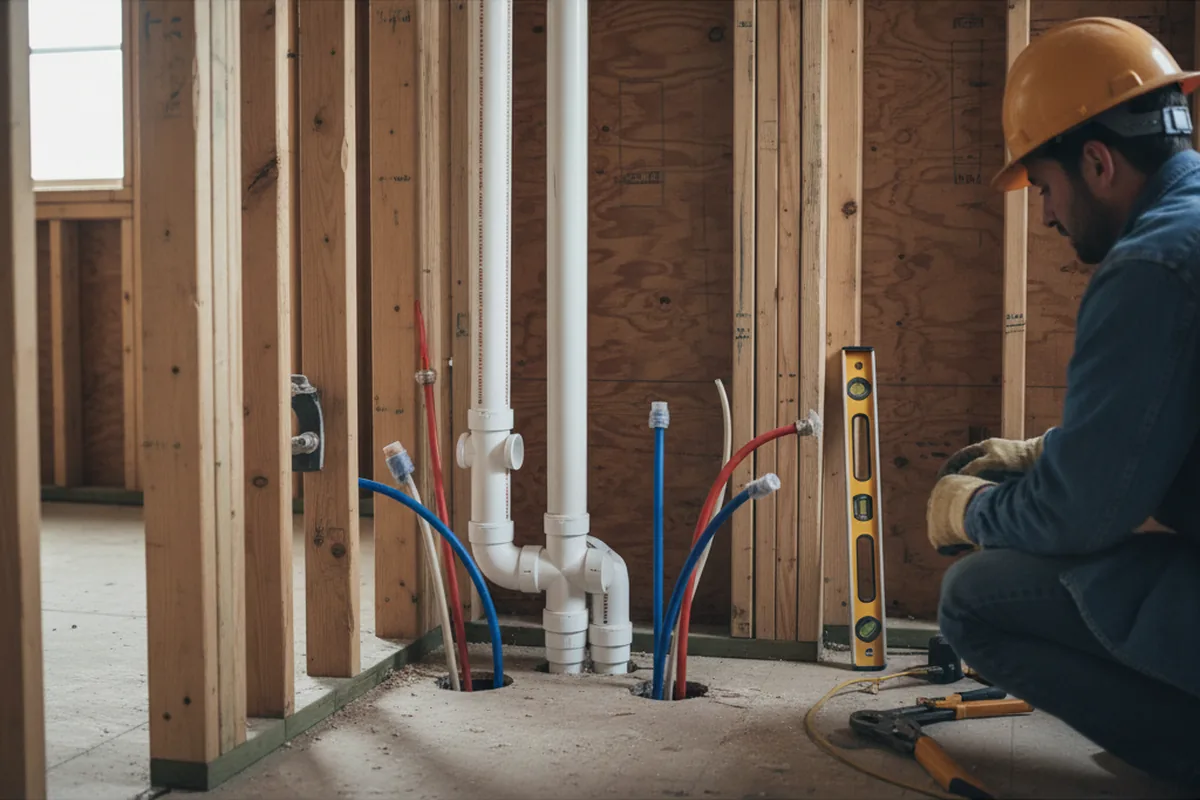 Drain and supply rough-in during Toilet Repair and Installation in North Prairie