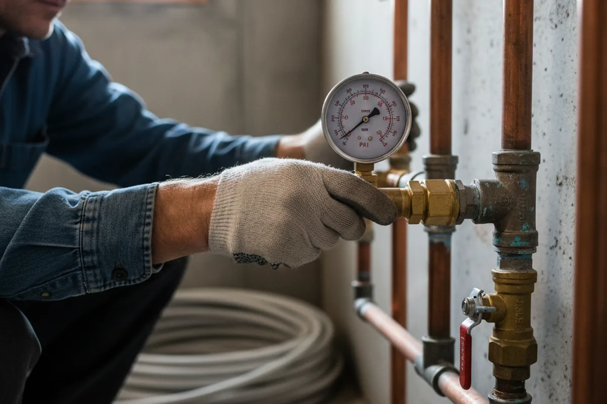 Pressure testing a repaired line during Water Line Repair in North Prairie